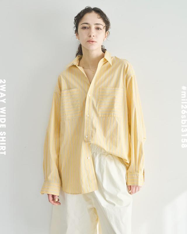 kha:ki カーキ  コットン ストライプ 2WAY ワイド シャツ 2WAY WIDE SHIRT mil26sbl3158 レディース  春夏_6
