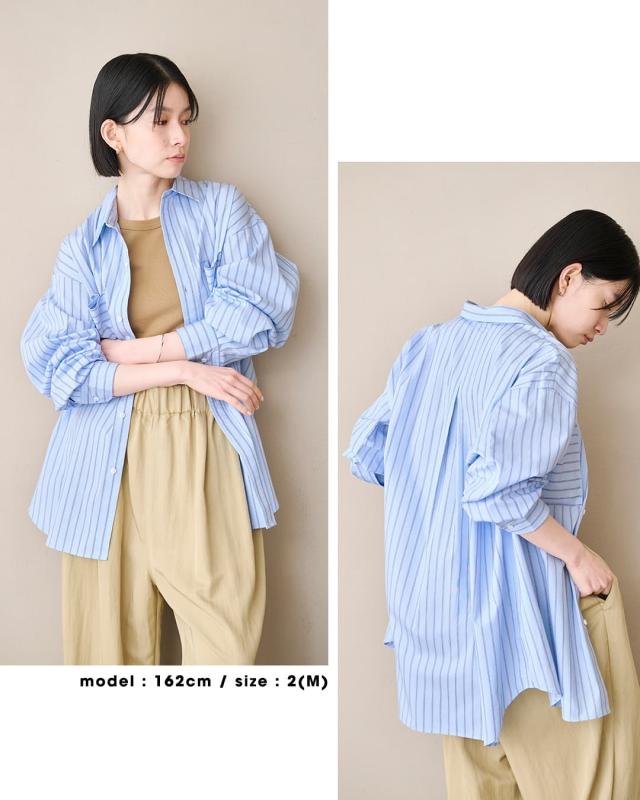 kha:ki カーキ  コットン ストライプ 2WAY ワイド シャツ 2WAY WIDE SHIRT mil26sbl3158 レディース  春夏_7
