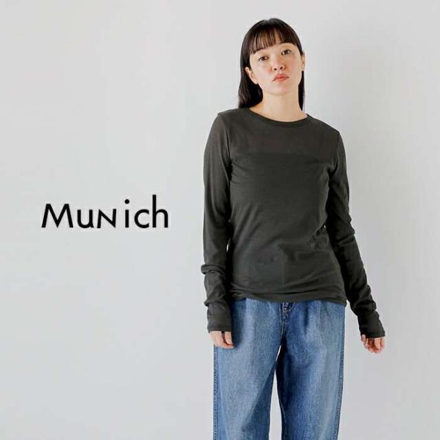ミューニック Tシャツ Munich コットン シアー ストレッチ リブ クルーネック プルオーバー mn242u17_1