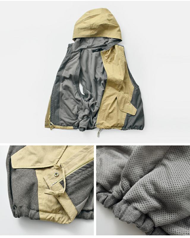 Munich ミューニック 異素材ドッキング フーデッド ジレ mn252b29-yo