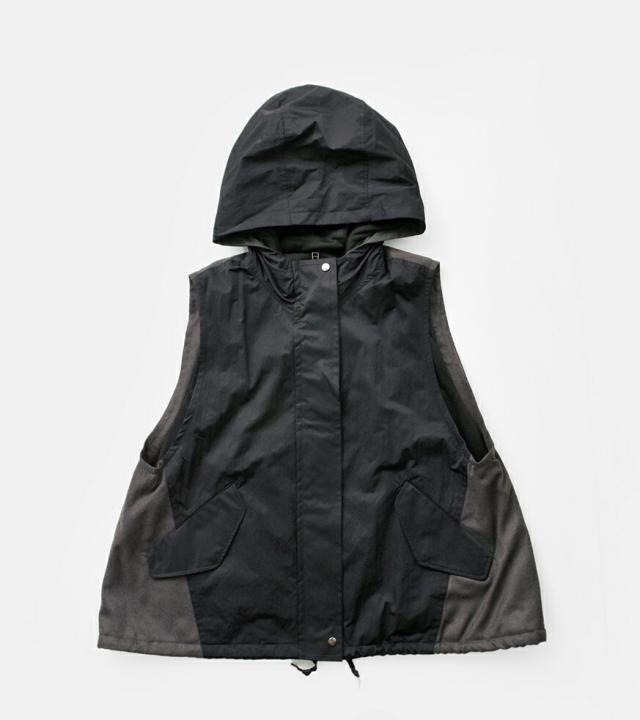 Munich ミューニック 異素材ドッキング フーデッド ジレ mn252b29-yo