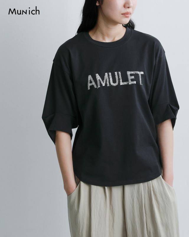 Munich ミューニック コットン ウォッシュドジャージー レタード刺繍 Tシャツ mn261u21 レディース 春夏_5