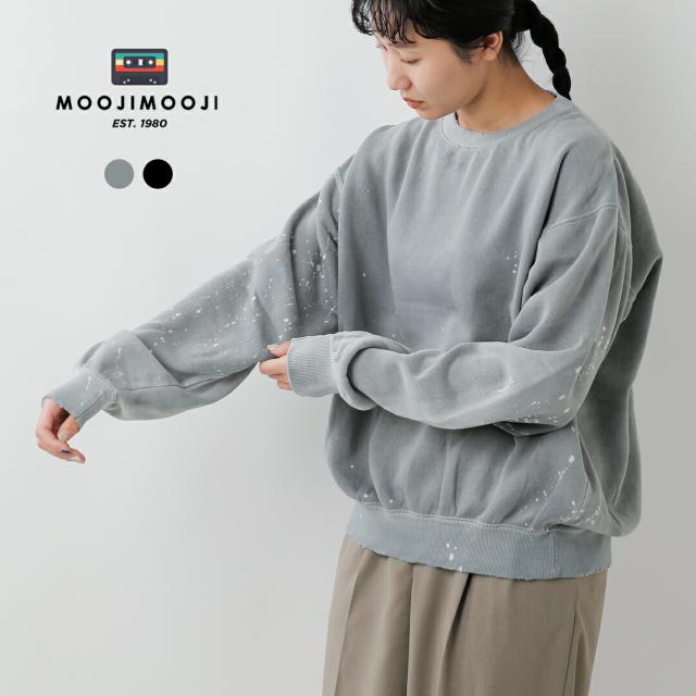 MOOJIMOOJI ムージームージー  コットン クラシック クルーネック スプラッター スウェットシャツ “CLASSIC CREW SPLATTER” moo-25f-15-fn 2025aw新作 レディース クーポン対象