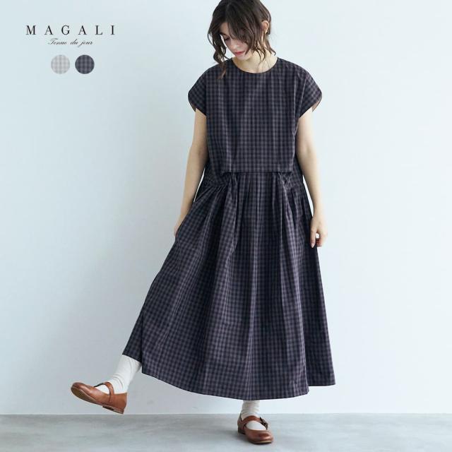 MAGALI マガリ ウォッシュドコットン ラウンドスリーブ ワンピース op204 レディース 2026ss新作 春夏 クーポン対象