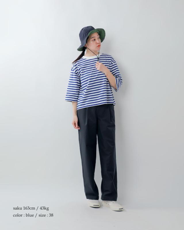 NOUVELLES DU PARADIS ヌーベル ドゥ パラディ aranciato別注 トロワ天竺 ボーダー ワイドハーフスリーブ Tシャツ pc25115 レディース 春夏カットソー 半袖 トップス ゆったり 体型カバー コットン 綿_3