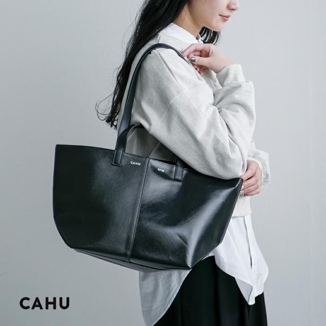 CAHU カウ プラティーク 異素材切り替え 2way トートバッグ S “Pratique Half Coated fabric / Half Leather” prtq-landp-zip レディース  春夏
