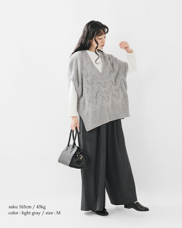 siro de labonte シロ デ ラボンテ  ホイップヤーン ケーブル編み ワイド ベスト r543115-mn 2025aw新作 レディース ☆☆ クーポン対象 siro de labonte シロ デ ラボンテ ホイップヤーン ケーブル編み