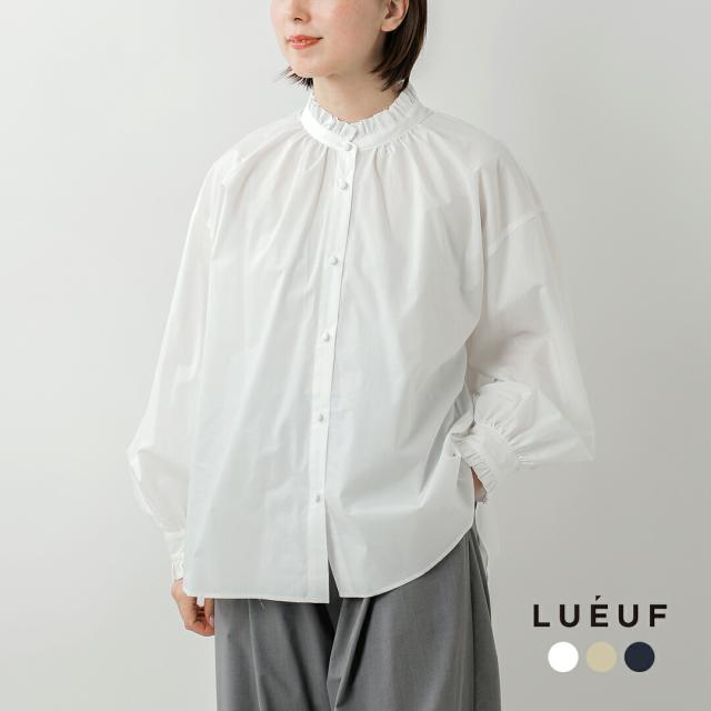LUEUF ルフ コットンタイプライター くるみボタン フリルシャツ sa371104 レディース  春夏