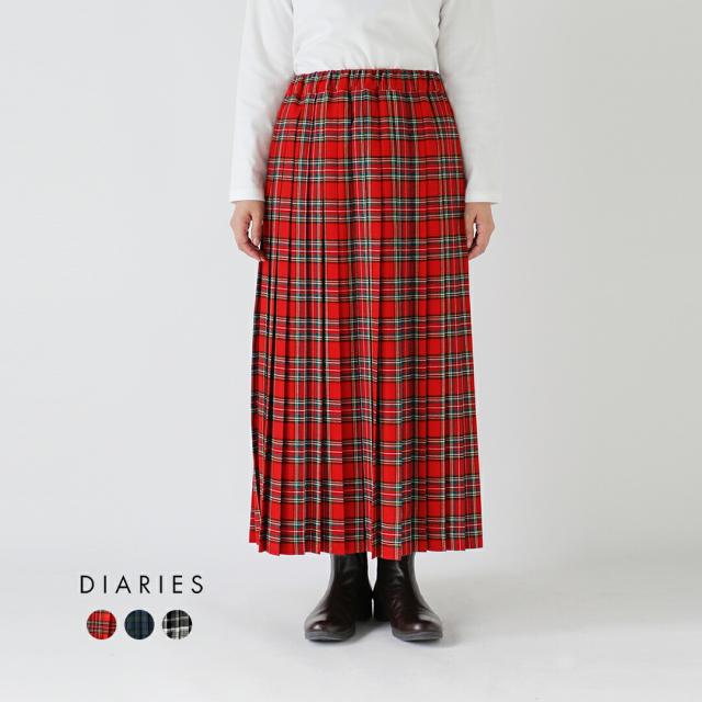 DIARIES ダイアリーズ  T/R タータン 起毛 チェック プリーツ スカート sa72515 レディース 2025aw新作 クーポン対象