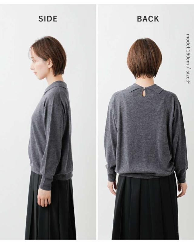 STAMP AND DIARY スタンプアンドダイアリー スムースウール 襟付 プル