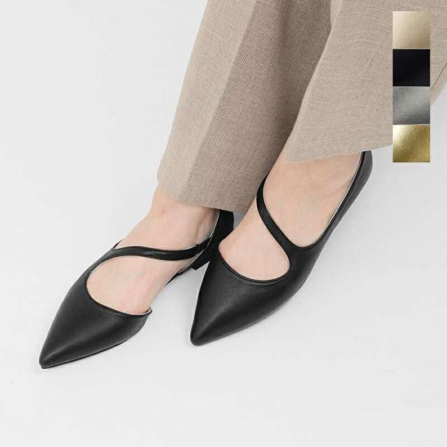 40%OFF シャディ パンプス SHADDY レザー ストラップ フラット パンプス sh020 クーポン対象