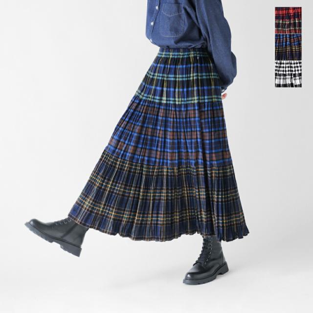 Rockmount ロックマウント  コットン フランネルミックス しわ加工 チェック ロングスカート sp9948-fmix-kr レディース 2025aw新作 クーポン対象