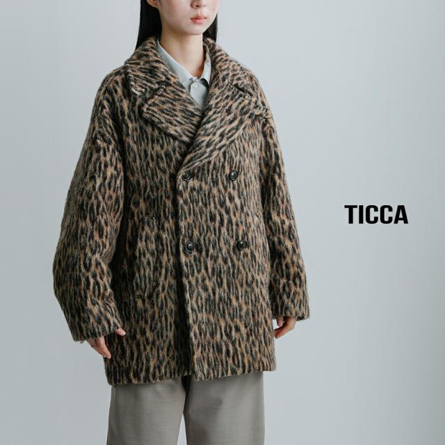 [2026aw新作]TICCA ティッカ ウールモヘア レオパード シャギー ピーコート tbfa-232 レディース 秋冬 44,880円