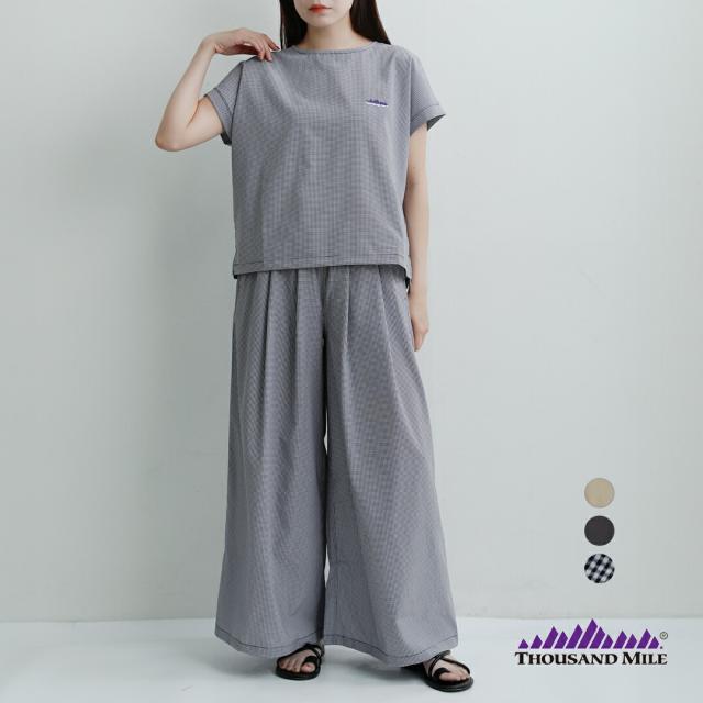 THOUSAND MILE サウザンドマイル 吸水速乾 UVカット フレンチスリーブシャツ ロングパンツ セットアップ tm261-00362 レディース 春夏