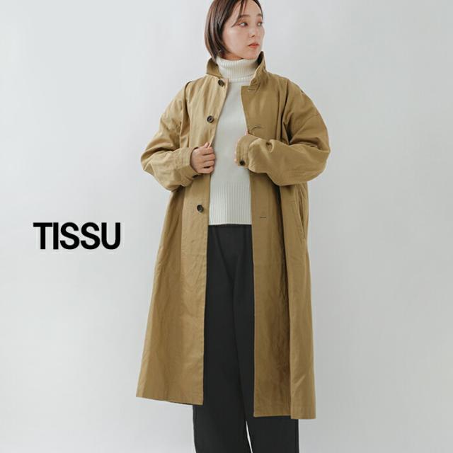tissu ティシュ ツイル グレンチェック ステンカラーコート ts253co091