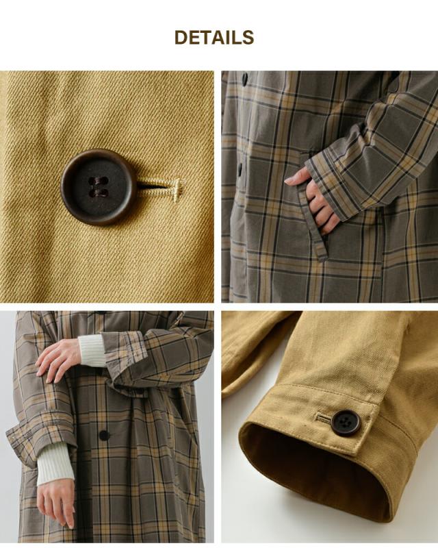 tissu ティシュ ツイル グレンチェック ステンカラーコート ts253co091