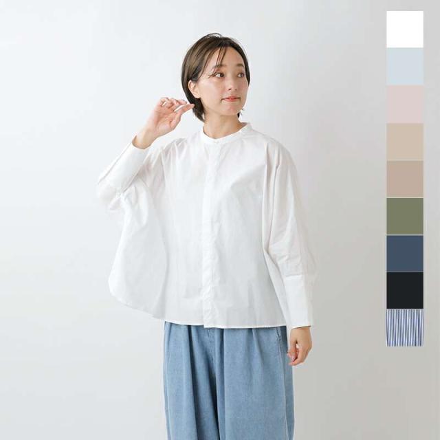 ユニヴァーサルティシュ ブラウス universal tissu  ナチュラルタイプライター/ストライプ バンドカラー ポンチョ シャツ ut250sh010  クーポン対象