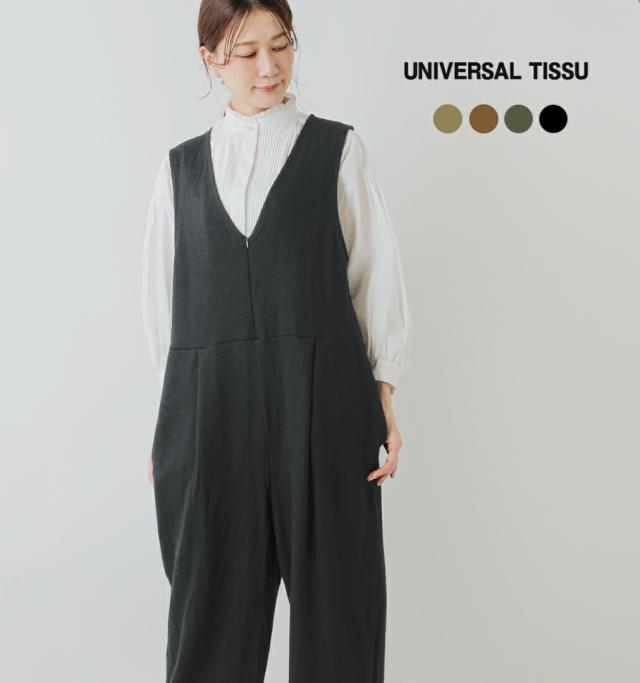 universal tissu ユニヴァーサルティシュ  圧縮ウールニット Vネック サロペットパンツ ut254ct012 レディース 2025aw新作 クーポン対象