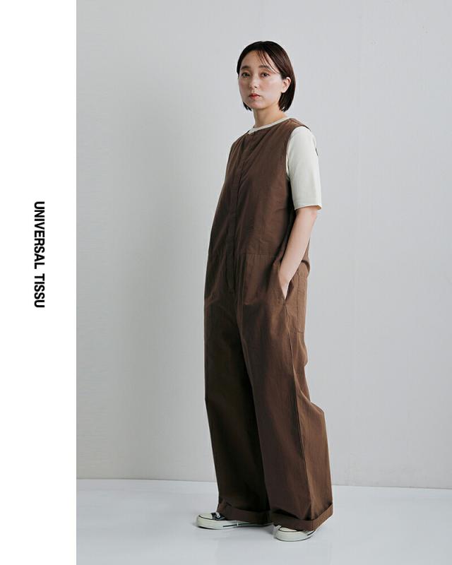 universal tissu ユニヴァーサルティシュ コットンリヨセル起毛ワッシャーブロード ボートネック サロペットパンツ ut260pt009 レディース 2026ss新作 春夏 クーポン対象
