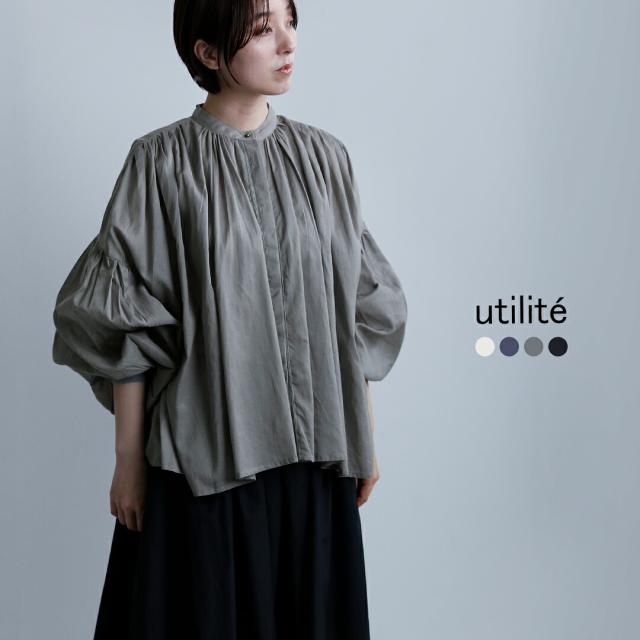 utilite ユティリテ ビスコースコットン ギャザー ブラウス ut507ss44 レディース 2026ss新作 春夏 クーポン対象