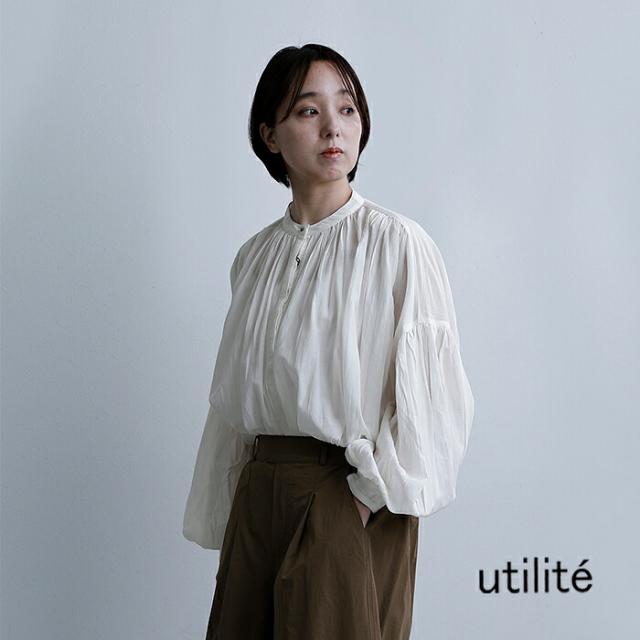 utilite ユティリテ ビスコースコットン ギャザー ブラウス ut507ss44 レディース 2026ss新作 春夏 クーポン対象