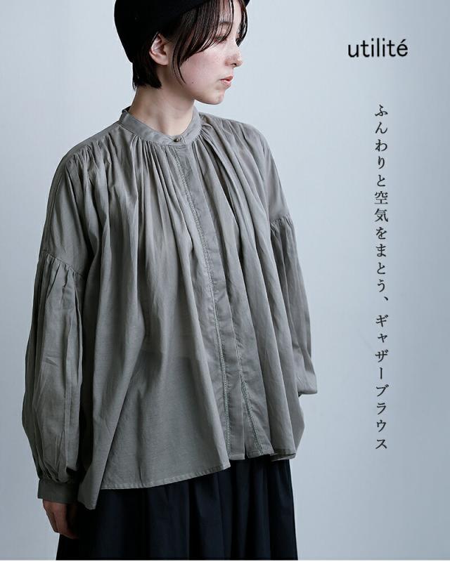 utilite ユティリテ ビスコースコットン ギャザー ブラウス ut507ss44 レディース 2026ss新作 春夏 クーポン対象