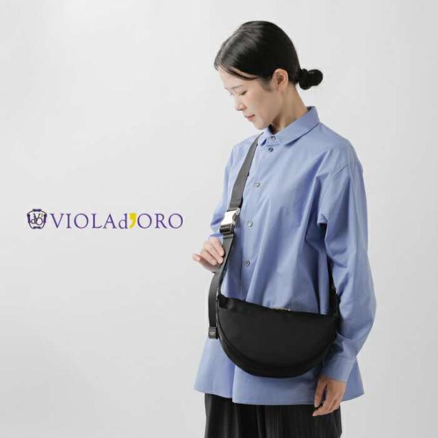 ヴィオラドーロ ウエストポーチ VIOLAd’ORO  レザーハンドル ナイロン ボディバッグ “BIANCA” v-2247  クーポン対象