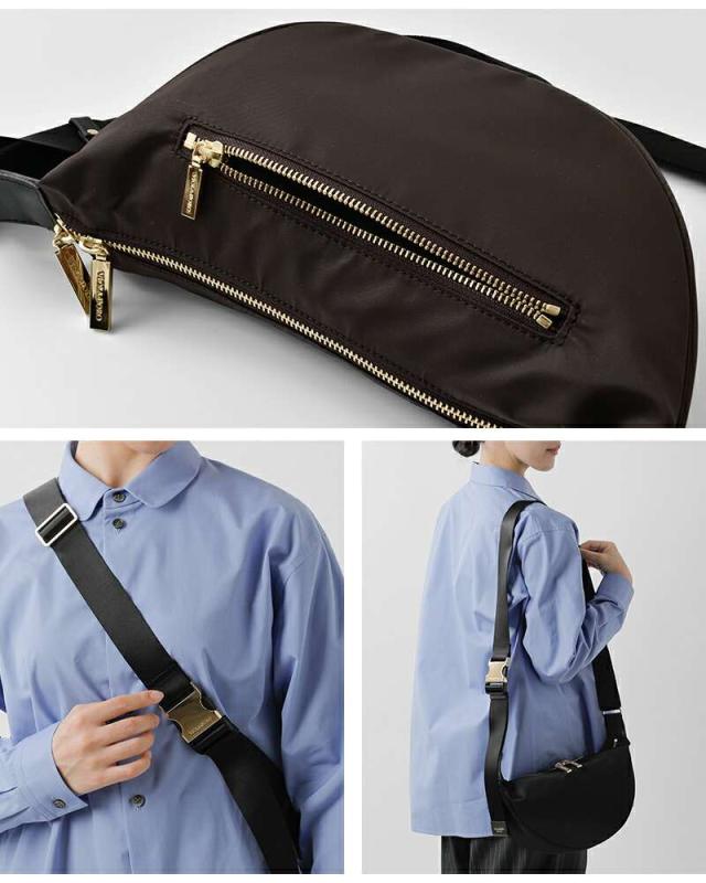 ヴィオラドーロ ウエストポーチ VIOLAd’ORO  レザーハンドル ナイロン ボディバッグ “BIANCA” v-2247  クーポン対象