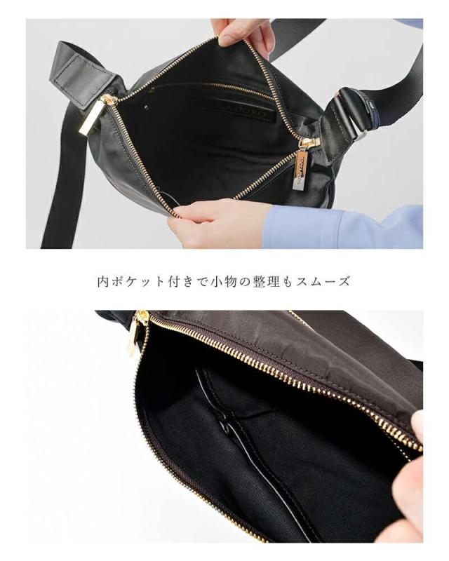 ヴィオラドーロ ウエストポーチ VIOLAd’ORO  レザーハンドル ナイロン ボディバッグ “BIANCA” v-2247  クーポン対象