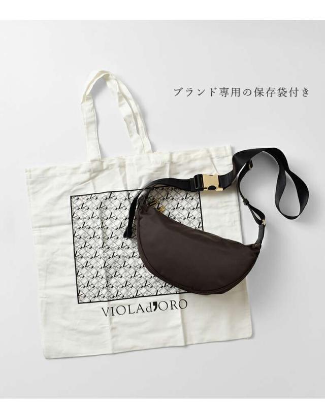 ヴィオラドーロ ウエストポーチ VIOLAd’ORO  レザーハンドル ナイロン ボディバッグ “BIANCA” v-2247  クーポン対象