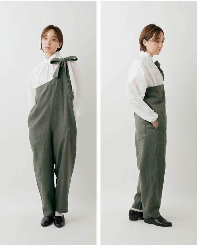 Vent Blanc ヴァンブラン  コットン リネン ワンショルダー パンツ vbp253406-yo 2025aw新作 レディース ☆☆ クーポン対象 30%OFF Vent Blanc ヴァンブラン コットン リネン ワンショルダー