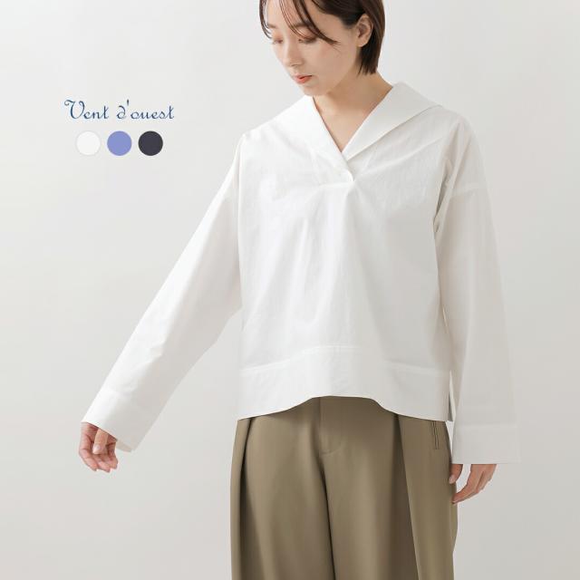 Vent d’ouest ヴァンドウェスト コットン ブロード ワッシャー プルオーバー シャツ ve19602 レディース 2026ss新作 春夏 クーポン対象