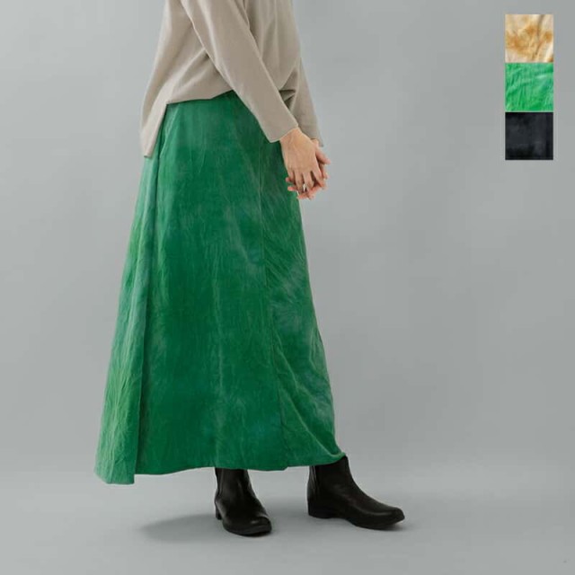 アンフィル スカート unfil タイダイ コットン ベロア フレア ロング スカート “tie-dyed cotton velour flared skirt”wffl-uw119-mt 2