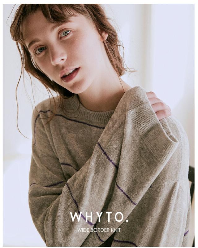 20%OFF whyto ホワイト ワイド ボーダー ニット プルオーバー “wide