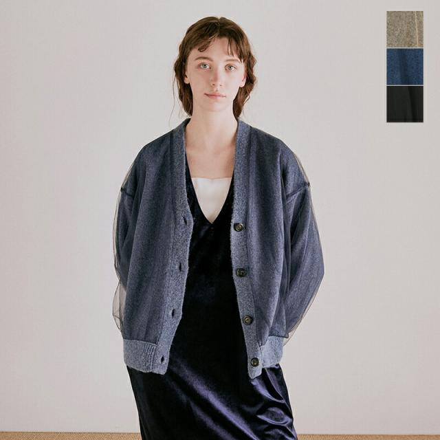 whyto ホワイト  チュール レイヤード ニット カーディガン “tulle layered knit cardigan” wht25fkn4035-mn レディース 2025aw新作 ☆☆ クーポン対象