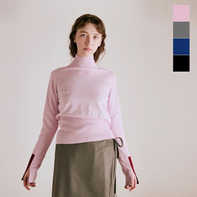 whyto ホワイト  コットンシルク カラー ブロック ニット “color block knit” wht25fkn4039-ms レディース 2025aw新作 ☆☆ クーポン対象