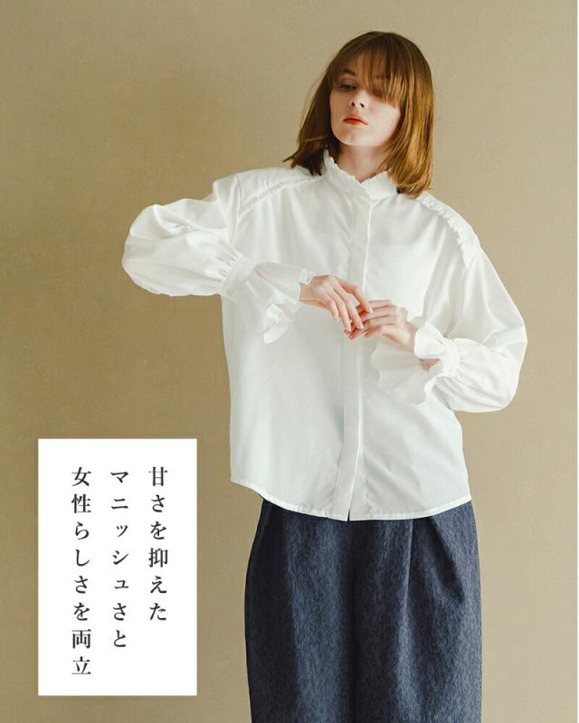 whyto ホワイト スタンドフリルカラー ブラウス “stand frill collar blouse” wht26hbl4090 レディース 2026ss新作 春夏 クーポン対象