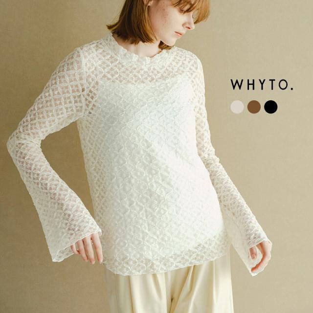 whyto ホワイト フレアスリーブ レース ブラウス “flare sleeve lace blouse” wht26hbl4094 レディース 2026ss新作 春夏 クーポン対象