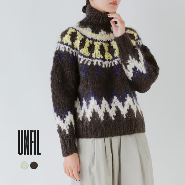 unfil アンフィル  モヘアブレンド ハンドニット ハイネック プルオーバー “mohair blend hand-knit high-neck P/O” wvfl-uw129 レディース 2025aw新作 クーポン対象