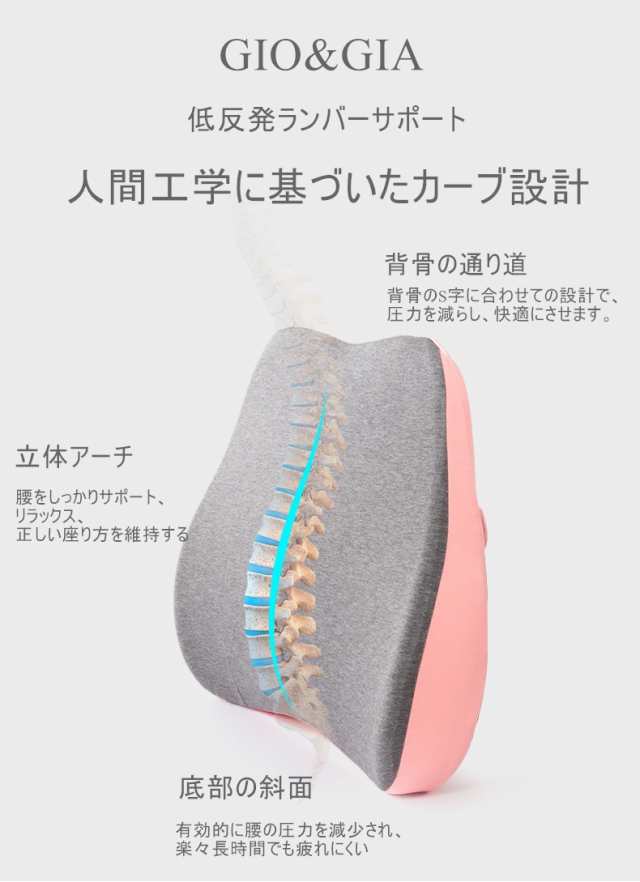 背もたれ クッション 椅子 オフィス 腰痛 姿勢 車 低反発 ランバーサポート 長距離運転 背中 オフィス 腰枕の通販はau PAY マーケット -  Good Mark