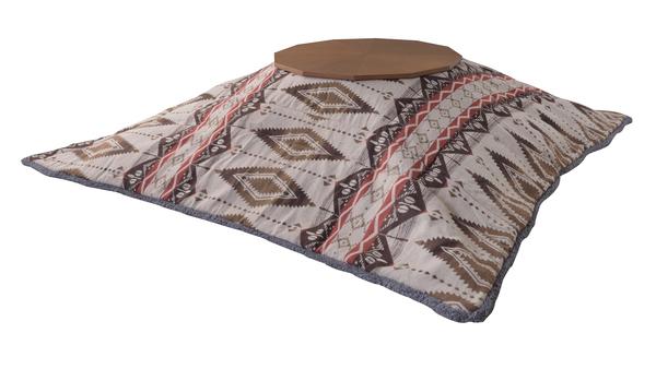 薄掛け コタツフトン 正方形 190cm リビング トライバル ネイティブ こたつ布団 上掛け ベージュ おしゃれ KK-149の通販は 5,375円