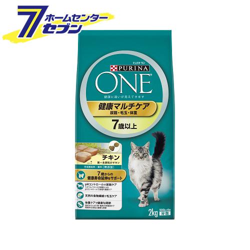 (まとめ買い6袋)ピュリナワン キャット 健康マルチケア 尿路・毛玉・体重 7歳以上 チキン 2kg ネスレ