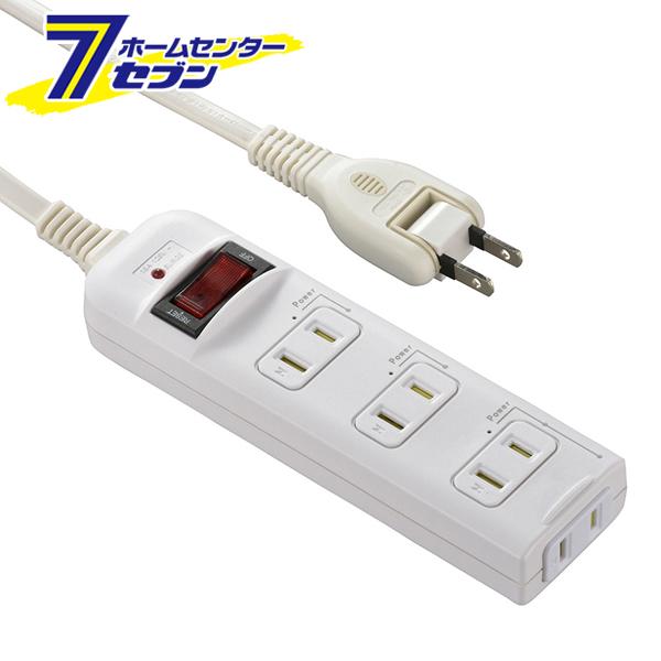 オーム電機 発煙ガードスイッチ付タップ 4個口 2m00-2214 HS-T42HJ3-W