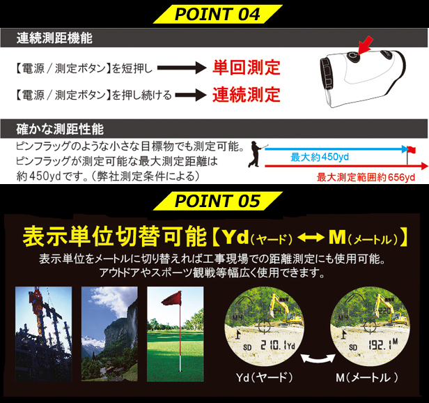 ゴルフ 距離計 ESG-600 レーザー距離計 直線距離 水平距離 高低差 角度 傾斜モード 連続測距 5.4Yd〜656Yd/5m〜600m 専用ケース付き