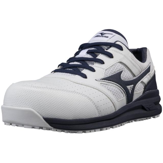 mizuno ミズノ ワークシューズ オールマイティ ALMIGHTY LSII 11L 23.5cm ホワイト×ネイビー F1GA210001 安全靴 プロテクティブスニーカー 軽量 衝撃吸収 クッション性 耐滑性 通気性 人工皮革 JSAA A種 運輸業 建築業 製造業