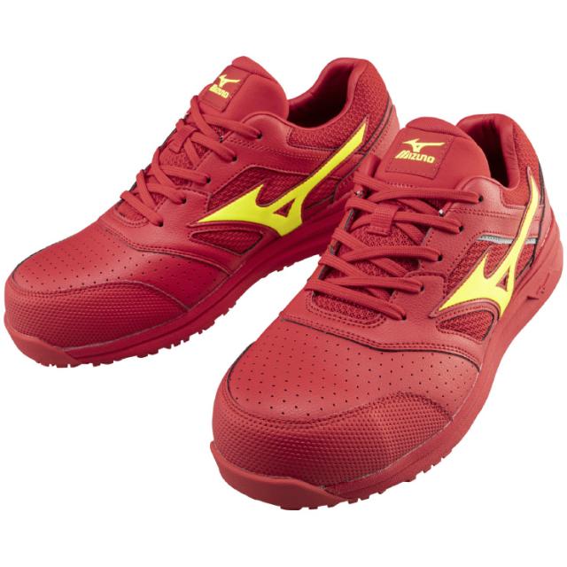 mizuno ミズノ ワークシューズ オールマイティ ALMIGHTY LSII 11L 26.5cm レッド×イエロー F1GA210062 安全靴 プロテクティブスニーカー 軽量 衝撃吸収 クッション性 耐滑性 通気性 人工皮革 JSAA A種 運輸業 建築業 製造業