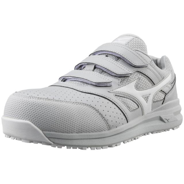 mizuno ミズノ ワークシューズ オールマイティ ALMIGHTY LSII 22L 22.0cm ライトグレー×ホワイト F1GA210105 安全靴 プロテクティブスニーカー 軽量 衝撃吸収 クッション性 耐滑性 通気性 人工皮革 JSAA A種 運輸業 建築業 製造業