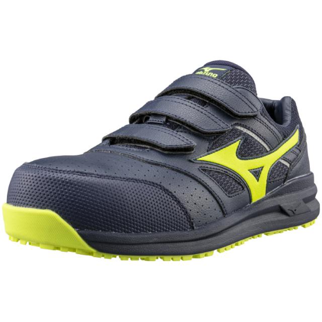 mizuno ミズノ ワークシューズ オールマイティ ALMIGHTY LSII 22L 24.5cm ネイビー×イエロー F1GA210114 安全靴 プロテクティブスニーカー 軽量 衝撃吸収 クッション性 耐滑性 通気性 人工皮革 JSAA A種 運輸業 建築業 製造業