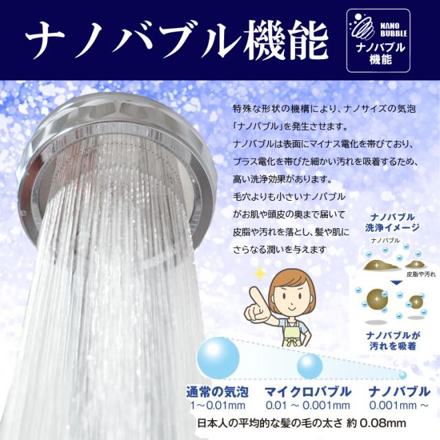 シャワーヘッド ナノバブル BIRAKU アラミック 最大50％節水 増圧 [高機能 日本製 交換 風呂 バスグッズ バス用品 水道代節約 止水機能 アダプター]_7