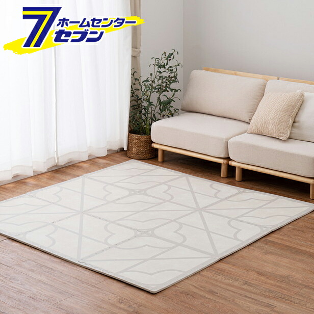 レトロデザインのジョイントマット キュロス 36枚組 アイボリー 60×60cm 萩原 [レトロ ジョイントマット おしゃれ キッズ 子供部屋 ニュアンスカラー]